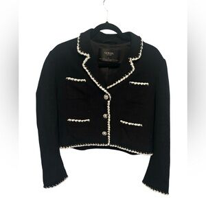 GOELIA Elegant Black Women's Jacket with White Trim size Large